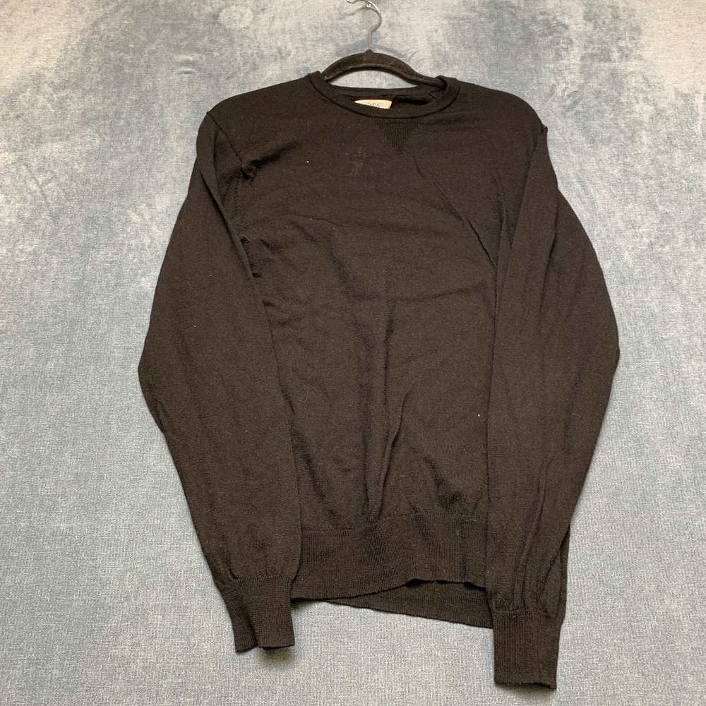 Goodthreads Cozy Sweater Men Large Black Tight Knit Merino Wool Crew Neck Winter